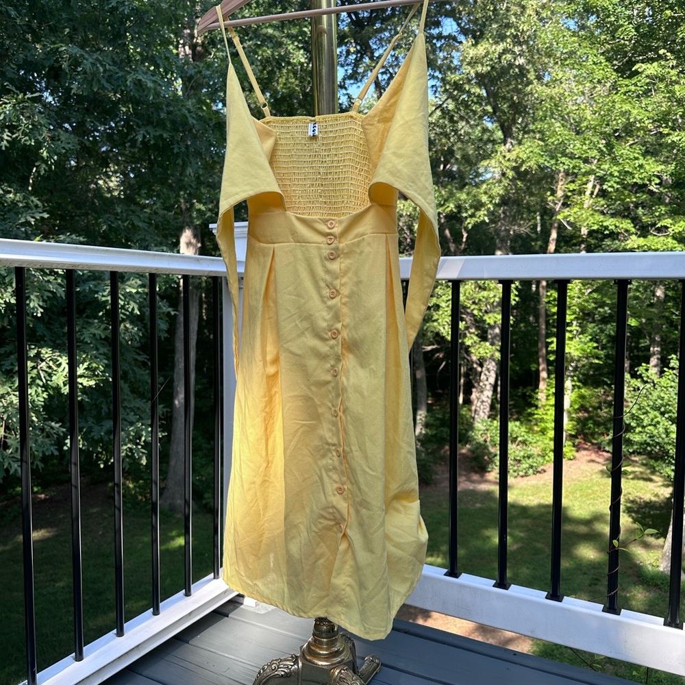 Yellow Tie-Front Dress Sundress Small - Picture 6 of 8